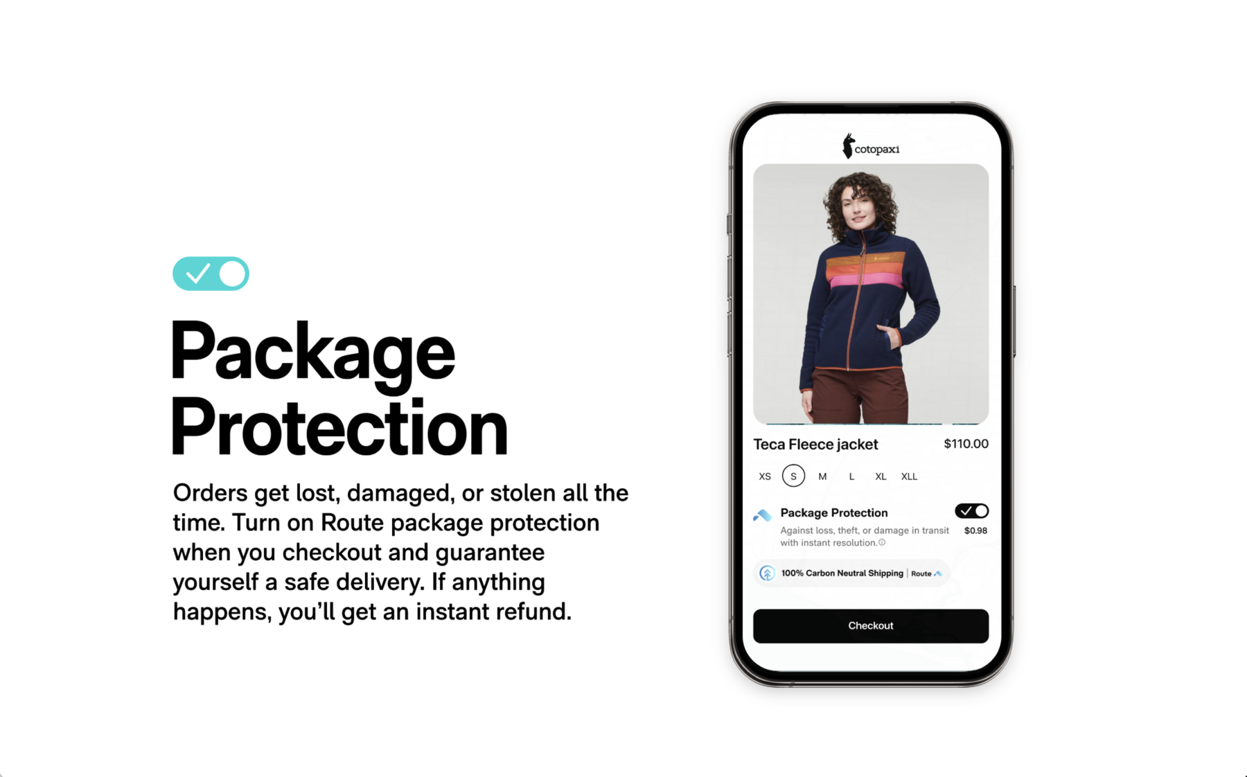 Route Package Protection add-on at checkout
